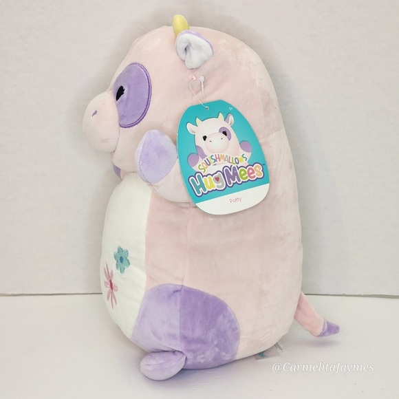 PATTY 🐄 Purple And Pink Flower Hugmee Cow Original Squishmallow By Kellytoy NWT - Picture 5 of 10